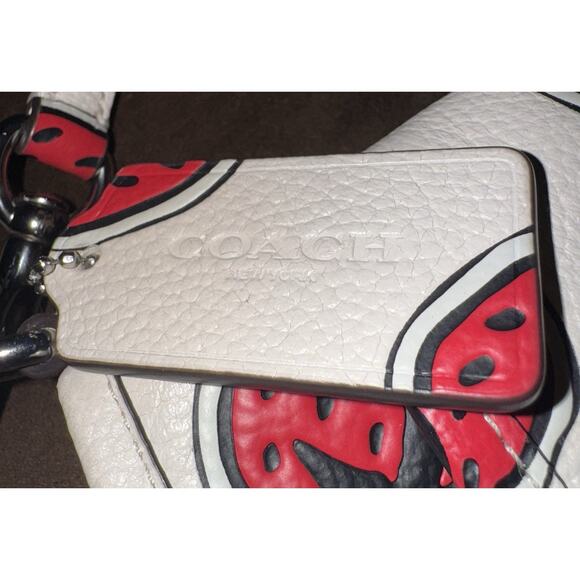 Coach Kitt Messenger Crossbody Bag in Strawberry Print Chalk Pebble Leather NWOT - Picture 10 of 13